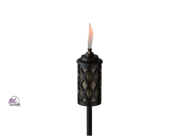 Lot 56-366798 - New, Tiki Brand Black Metal Torch*Top Lid Slightly Bent