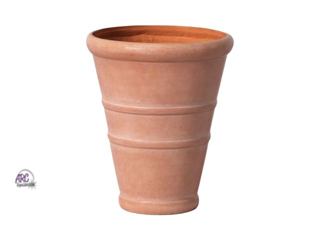 Lot 56-378311 - New,Classic Ribbed Composite Indoor Outdoor Planter Pot Terracotta Pink - Threshold™ 16 in H 14 in D