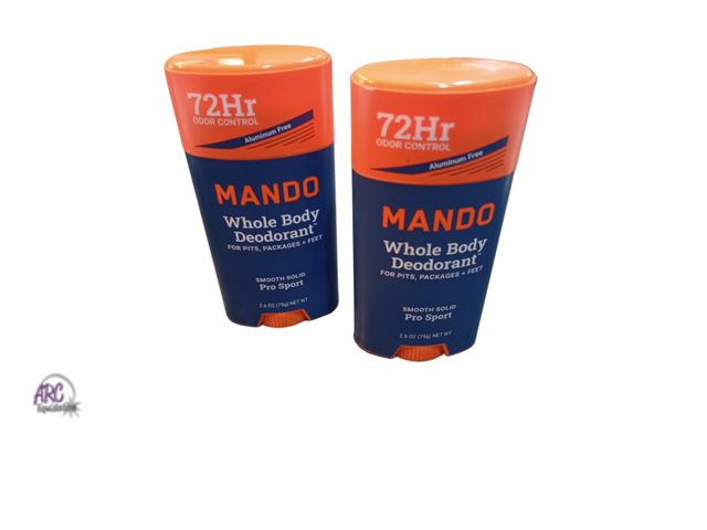 Lot 56-793440 - New 2 pack Mando high performance whole body deodorant. 72 hr odor control