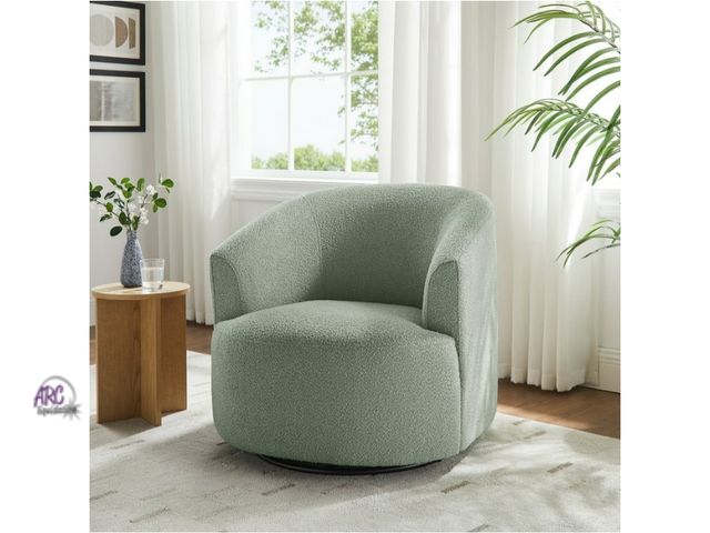 Lot 56-799314 - New in box. Mainstays Boucle Swivel Accent Chair, Olive