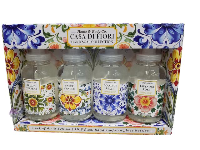 Lot 56-461661 - New Open Package -  4-count - 19.5 fl oz - Casa Di Fiori Hand Soap - Scents: Sweet Orange - Lavender...