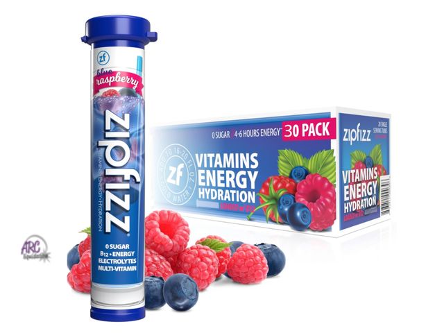 Lot 56-723416 - New Zipfizz Daily Energy Drink Powder, Blue Raspberry, 20 Pack | 3-in-1 Sustained Energy, Rapid Hydr...