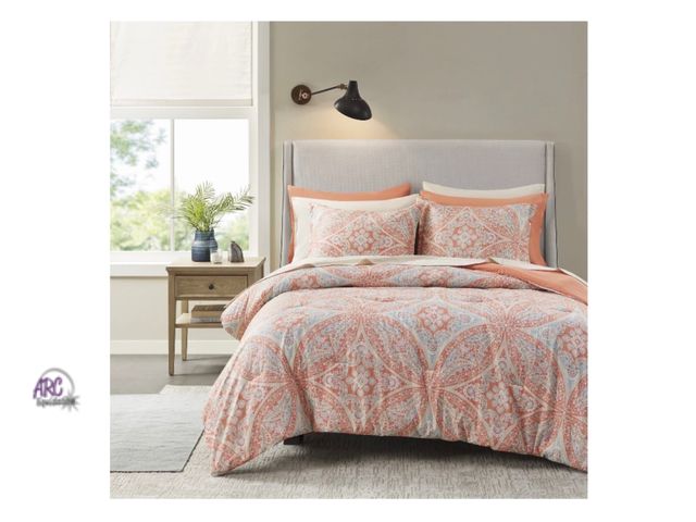 Lot 56-189418 - New Regency Heights Queen Size Comforter Sets, 9-Piece Bed in a Bag Queen, Orange Bedding Comforter ...