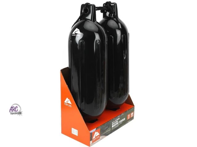 Lot 56-805224 - New - Ozark Trail 2-pack Inflatable Boat Fenders – Black 6.5x23" with Fender Lines