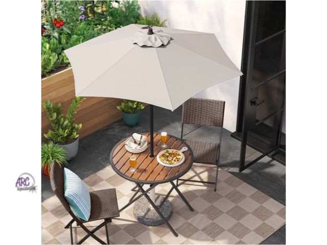 Lot 56-707415 - New 6' Round Outdoor Patio Market Umbrella with Black Pole
