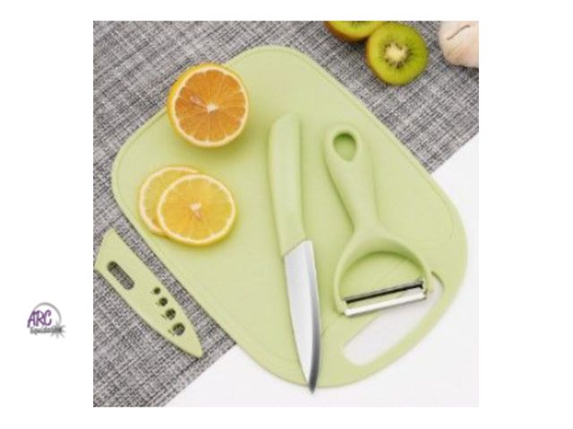 Lot 56-492664 - New in Package - Huhou - 3pcs/set Mini Kitchen Chopping Cutting Board Fruit Food Knives Peeler Tools