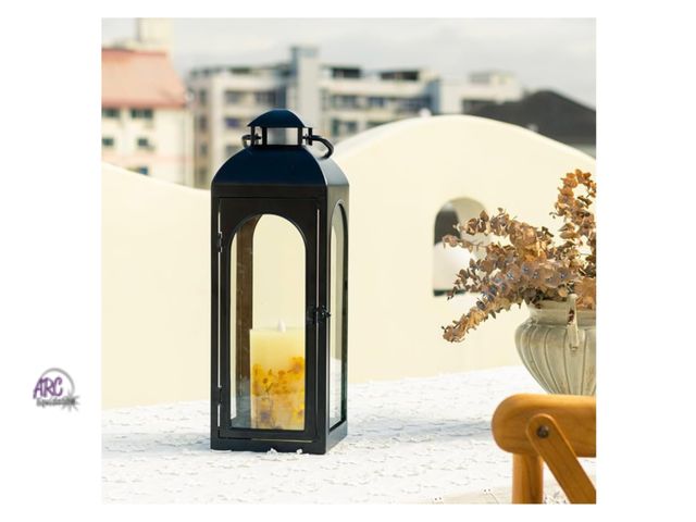 Lot 56-119524 - New Better Homes &amp; Gardens (6.8x6.8x20.5”) Metal and Tempered Glass Candle Premium Outdoor Lante...