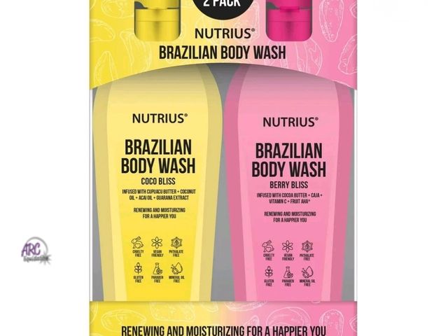 Lot 56-800665 - New - Nutrius Brazilian Boby Wash - x1 Coco Bliss x1Berry Bliss