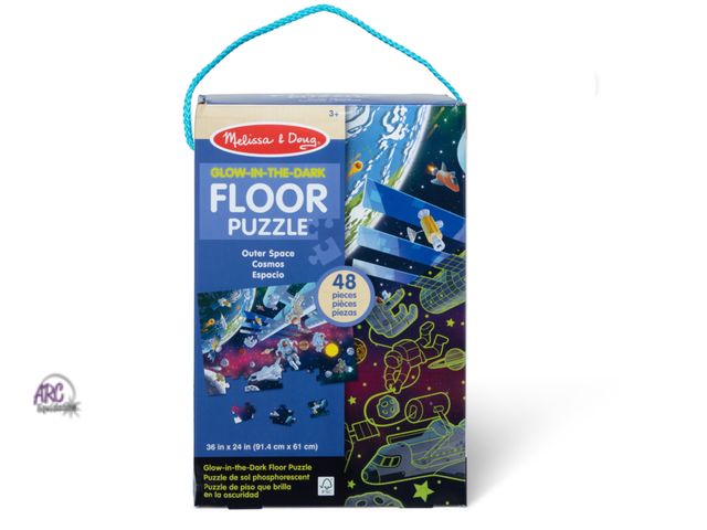Lot 56-390828 - New. Melissa &amp; Doug Outer Space Glow-in-the-Dark Cardboard Jigsaw Floor Puzzle – 48 Pieces, for ...