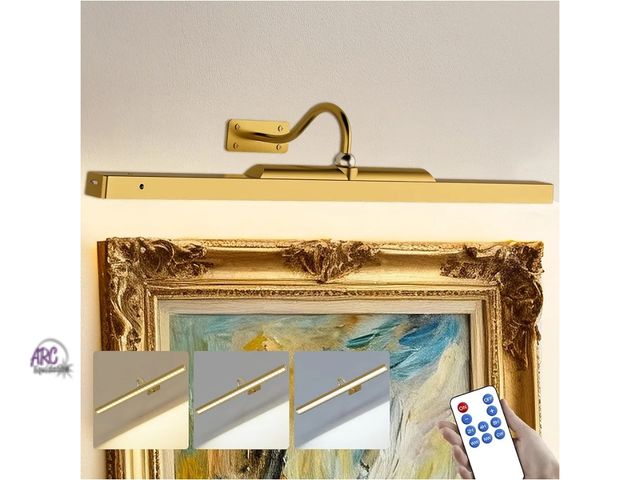 Lot 56-529940 - New,24 Inch Picture Light for Wall - Brass Battery Operated Wireless Wall Sconce with Remote &amp; T...