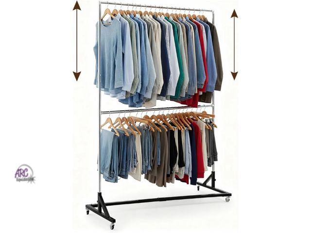 Lot 56-529140 - Opened box,possibly used,Geelin Z Rack for Clothing Heavy Duty Z Rack Double Row Hangers with Built-...