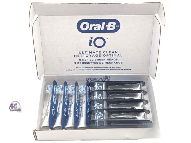 Lot 56-335361 - New open box lot of 8 Oral-B iO Ultimate Clean Brush Heads 8-Pack Refill Black/White