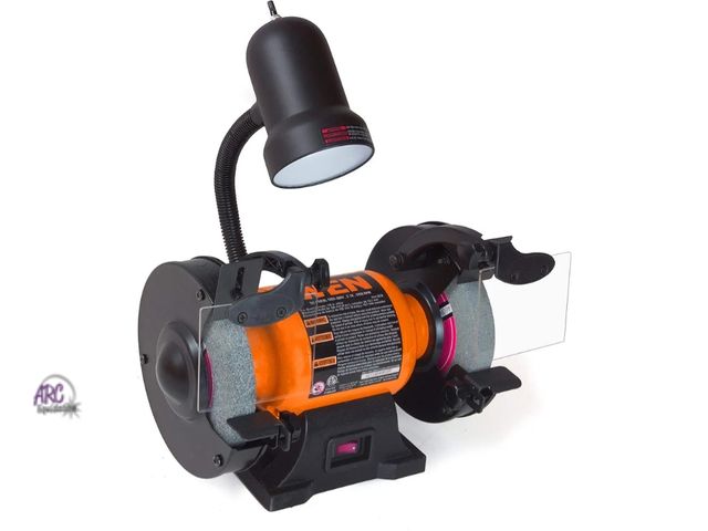 Lot 56-503224 - NEW-WEN BG4276 2.1-Amp 6-Inch Single Speed Bench Grinder with Flexible Work Light, Black,orange