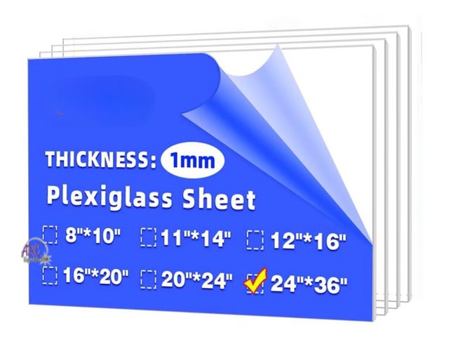 Lot 56-637351 - New - 4 pack 24" x 36" Plexiglass Sheets 1mm Thick, Clear Acrylic Sheets Panel Cut to Size Plexiglas...