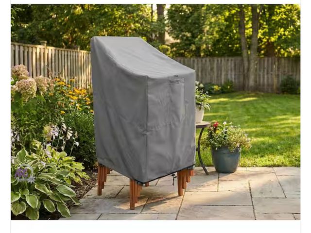 Lot 56-368764 - New out of box Outdoor Stackable Stack Chair Cover - Grey/brown