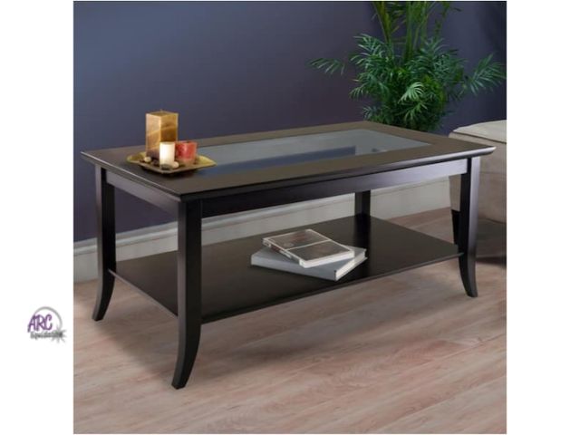 Lot 56-763335 - New in box. Winsome wood Genoa 40 in. Espresso Medium Rectangle Wood Coffee Table with Shelf