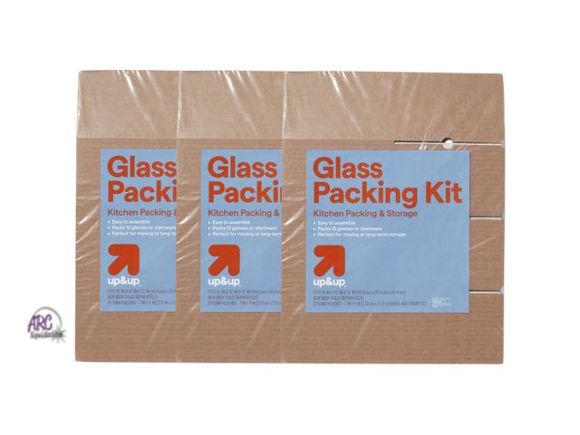 Lot 56-205114 - NEW Lot Of 3 Glass Packing Kits - up&amp;up Moving Supplies, Glass Packing Kit, Mailing Boxes, Chipb...