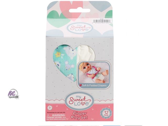 Lot 56-317530 - New, My Sweet Love Diaper Toy Accessory Play Set, 12 Pieces, For Children Ages 3+