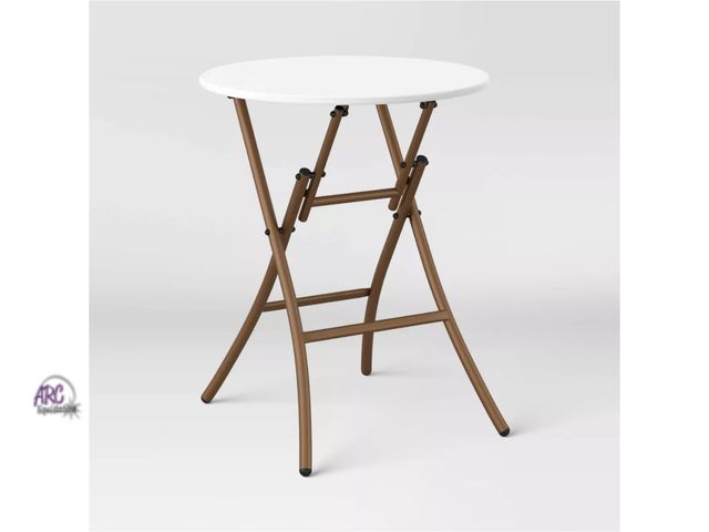 Lot 56-531316 - NEW-SOME SCUFFS-French Cafe Folding Round Patio Bistro Table White - Threshold™ 24" ROUND