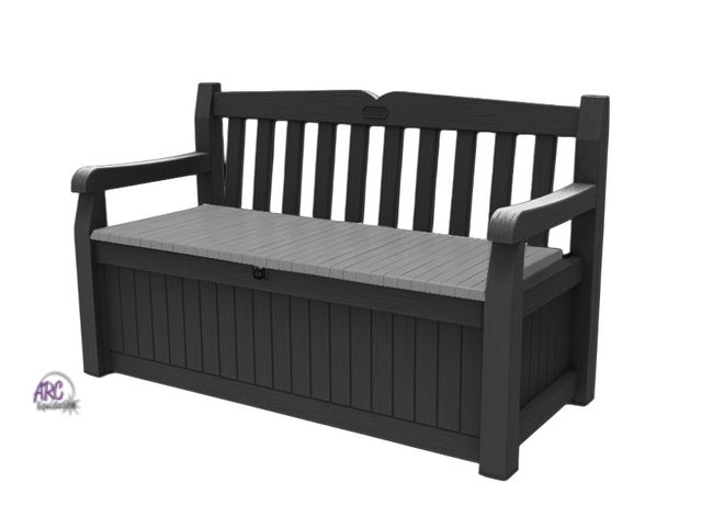 Lot 56-597498 - NEW-KETER Solana 70 Gallon Outdoor Storage Bench - Graphite