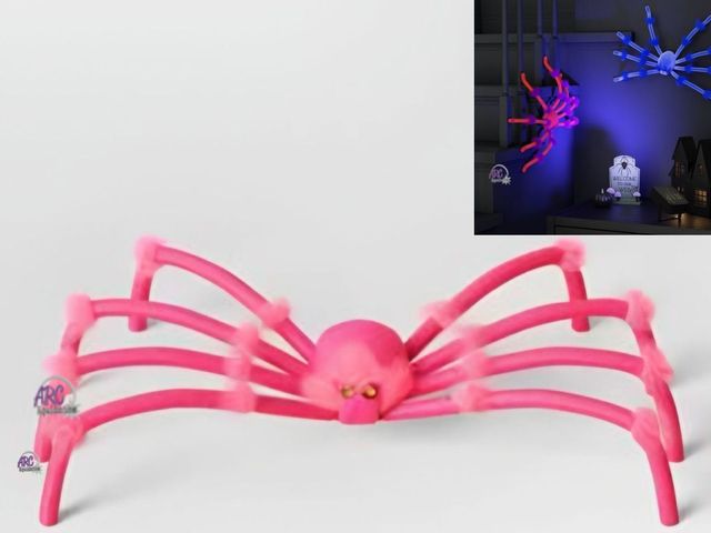 Lot 56-585922 - NEW-PLUSH SPIDER-PINK-glows under blacklight-14" long