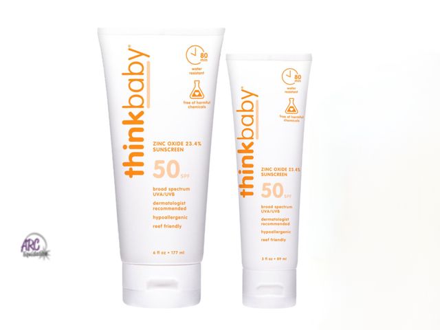 Lot 56-340461 - New out of package Thinkbaby Sunscreen Lotion 6oz &amp; travel size 3oz 
Expires 1/2027