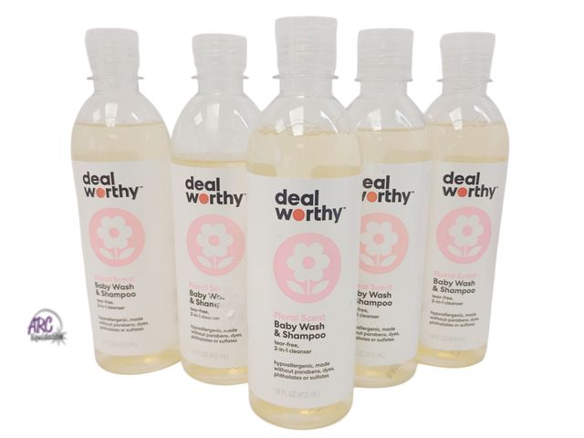 Lot 56-575498 - NEW-LOT OF 5-Dealworthy floral scent baby wash &amp; shampoo-5x14oz bottles