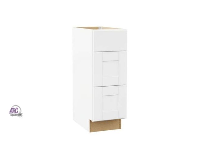 Lot 56-760161 - New in box. Shaker 12 in. W x 21 in. D x 34.5 in. H Assembled Bath 3 Drawer Base Bathroom Cabinet in...