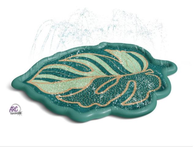 Lot 56-317860 - New out of Box 60”X70” MINNIDIP Splash Pad Play Sprinkler - Oasis Palm Leaf