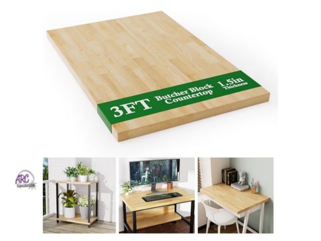 Lot 56-737357 - New / damage part is split needs glued. 3FT Butcher Block Countertop Birch Solid Wood - 36" x 25" Ta...