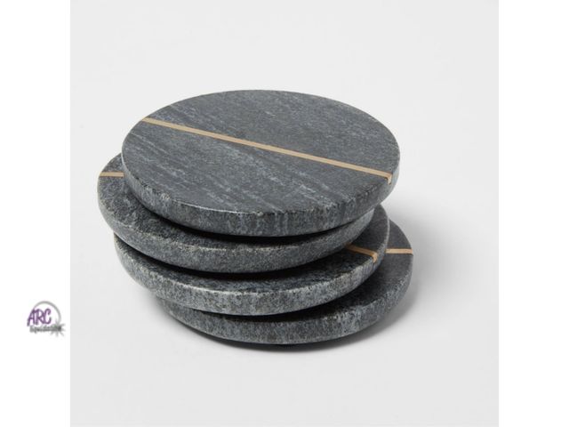 Lot 56-208233 - NEW 4pk Marble Coasters Gray - Threshold