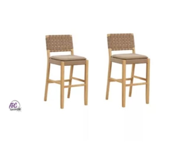 Lot 56-767321 - New in box. 2 pack  Nathan James Faux Leather Woven Counter Height Bar Stool Brown