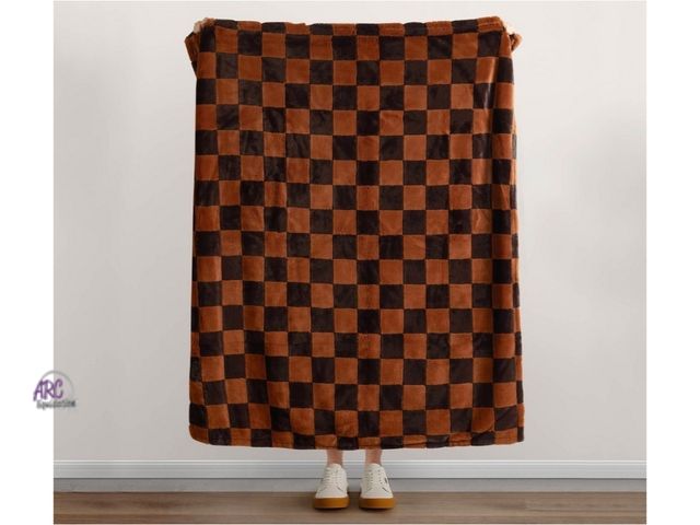 Lot 56-862634 - New - Sleek Checker Throw - Brown - 60x50