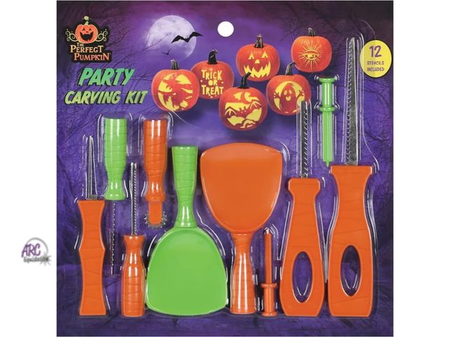 Lot 56-744919 - New  Pumpkin Carving Kit,  10 PC set. Tools and Accessories for Halloween with 12 Stencils