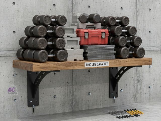 Lot 56-499765 - New in Box - (2-Pack) - Angel Sar - 7 in. x 6 in. Max Load 1100 lbs. Heavy Duty Alloy Metal Shelf Br...