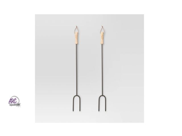 Lot 56-215417 - New Threshold 2pc Marshmallow Roasting Log Tong Sticks, Black