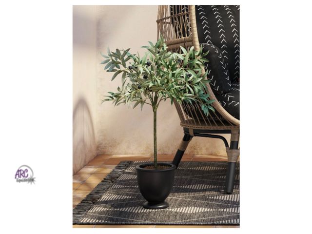 Lot 56-155112 - New 30" Olive Tree in Pot Artificial Plant (Black)
