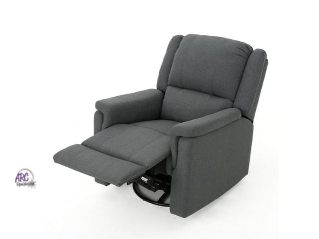 Lot 56-555442 - USED-Jennette Charcoal Swivel Glider Recliner with Tufted Cushions-BLUE-RETAILS FOR $349