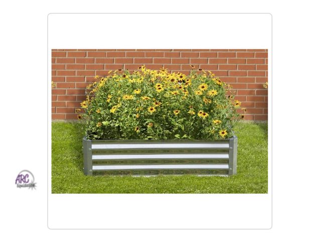 Lot 56-140498 - New In Box Arrow 40 in. L x 40 in. W x 11 in. H Silver Galvanized Metal Raised Garden Bed