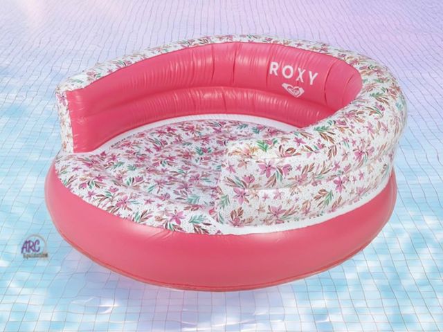 Lot 56-159451 - New in Box Roxy White/Pink Floral Pool Chair Float – Luxury Inflatable Lounger with Backrest &amp; C...