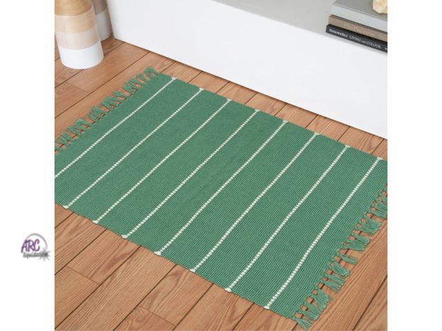 Lot 56-265925 - NEW Mainstays by Becky G. &amp; Alejandra Green Stripe Outdoor Accent Rug, 24" x 36"