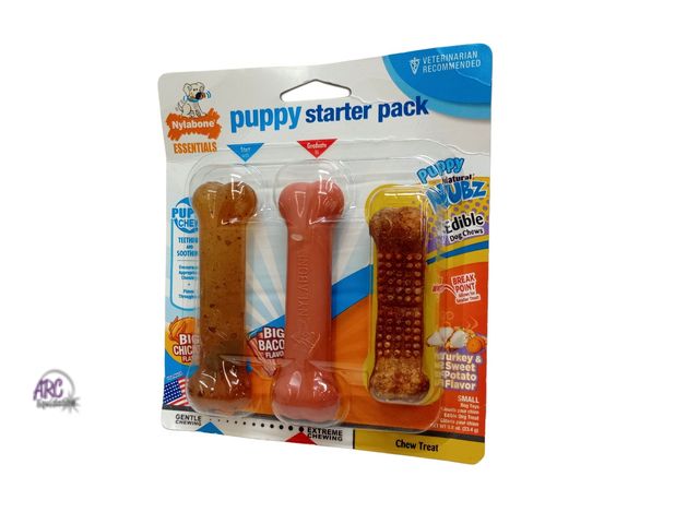 Lot 56-449164 - New - Nylabone Puppy Starter Pack Dog Toy - Brown