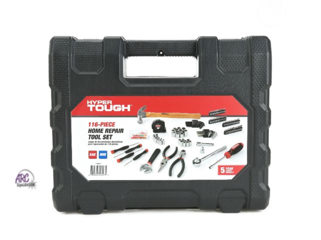 Lot 56-615424 - New Hyper Tough 116pc Home Repair Tool Set, New, 11inX13inX3in  6.06lb
