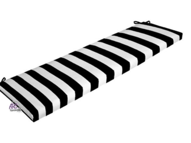 Lot 56-510565 - NEW-LOT OF 2-Rectangle Outdoor Bench Cushion in Black Cabana Stripe