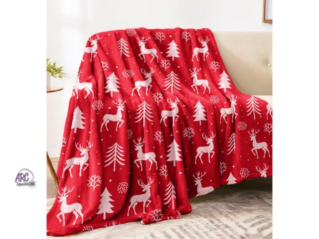 Lot 56-270225 - NEW Christmas Plush Throw 50”x60”