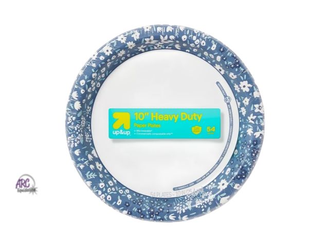 Lot 56-390013 - New, 54 ct Blue Floral Paper Plate 10" - up&amp;up