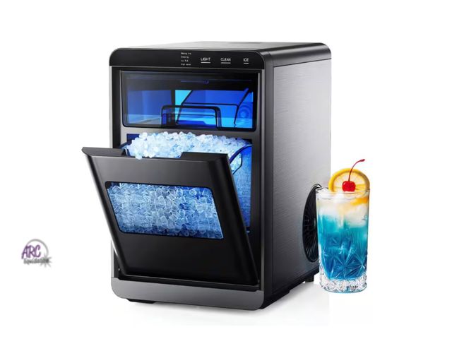 Lot 56-132061 - New Tested &amp; Works 9.6 in. 45lb/24H Nugget Ice Countertop Portable Ice Maker in Black - 9 Cubes/...