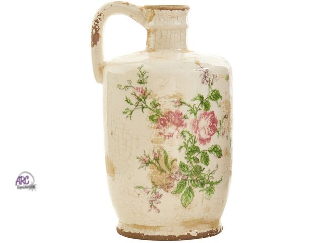 Lot 56-873517 - New - Tuscan Ceramic Floral Print Pitcher 10"