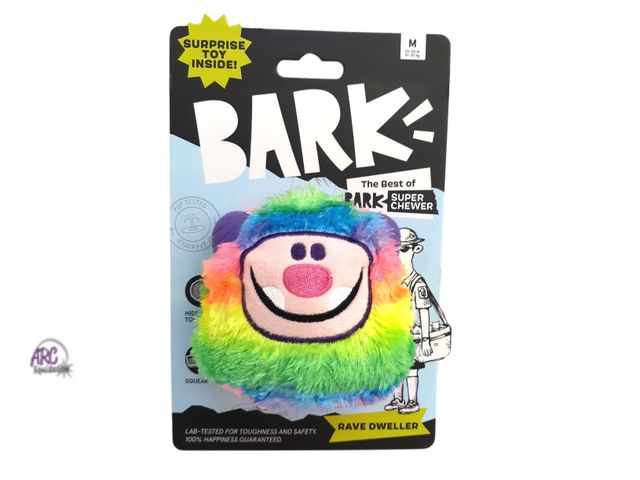 Lot 56-215660 - New - Bark Super Chewer Rave Dweller Dog Toy Medium 20-50 lbs Squeaker Hidden Toy