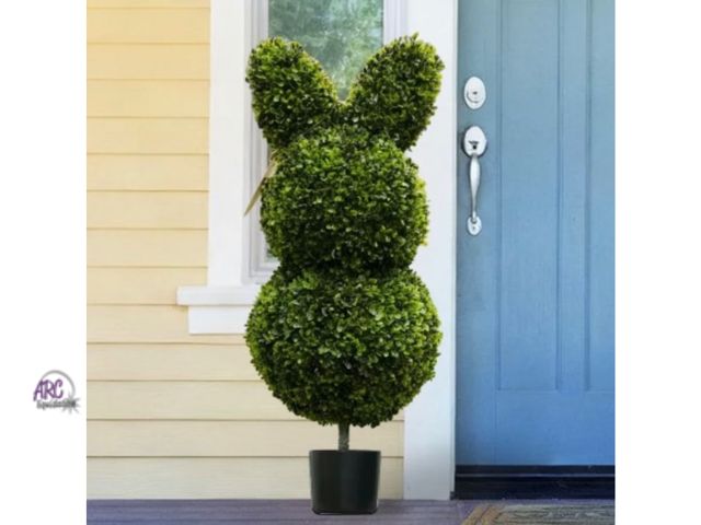 Lot 56-155950 - New LEWEEN 35” Topiary Bunny Shrub Tree, Imitation Evergreen Shrub Decoration